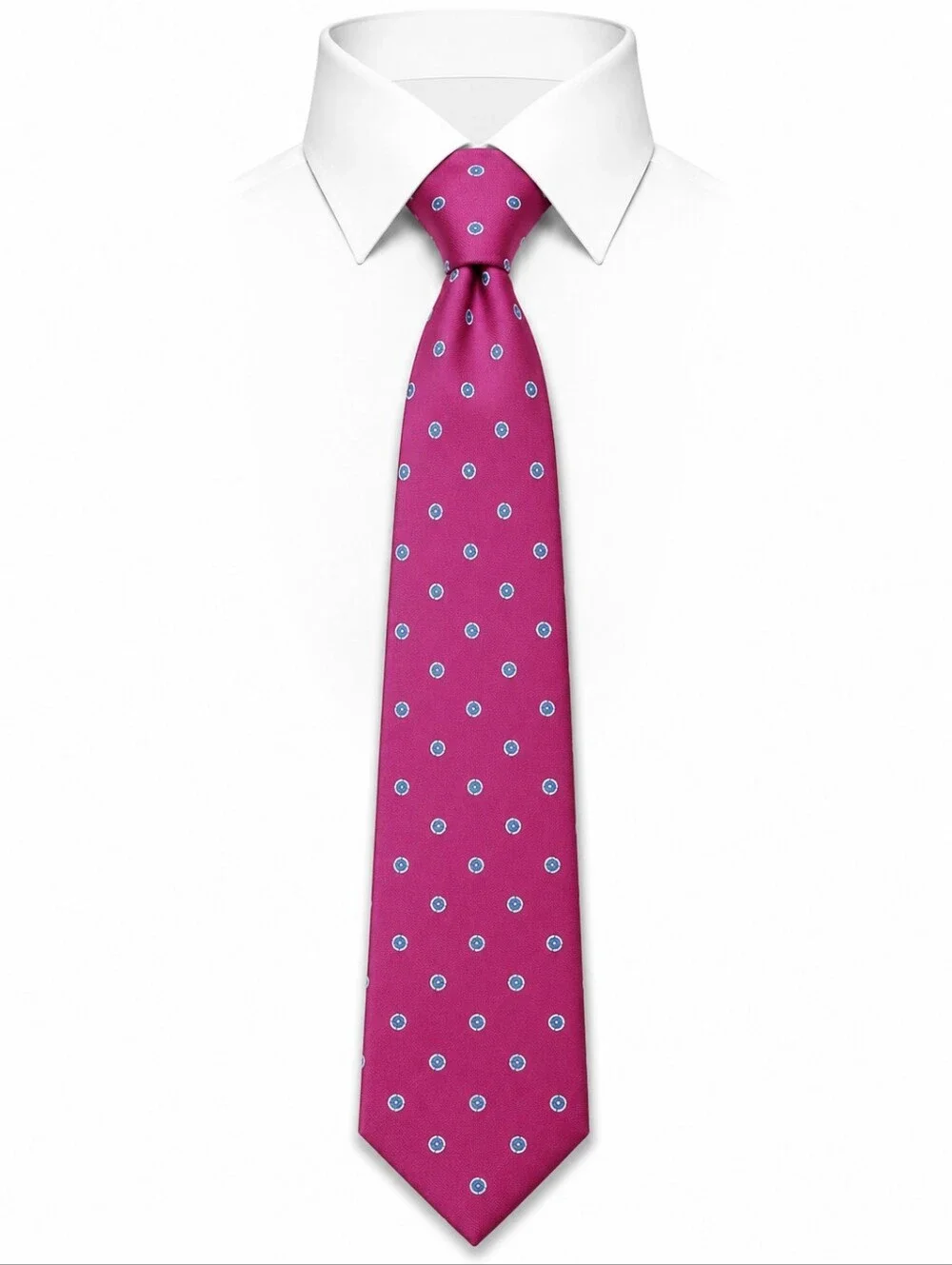 CHRISTIAN DIOR | Pink Blue‎ Polka Dot Italian Silk Necktie Made USA Designer Tie